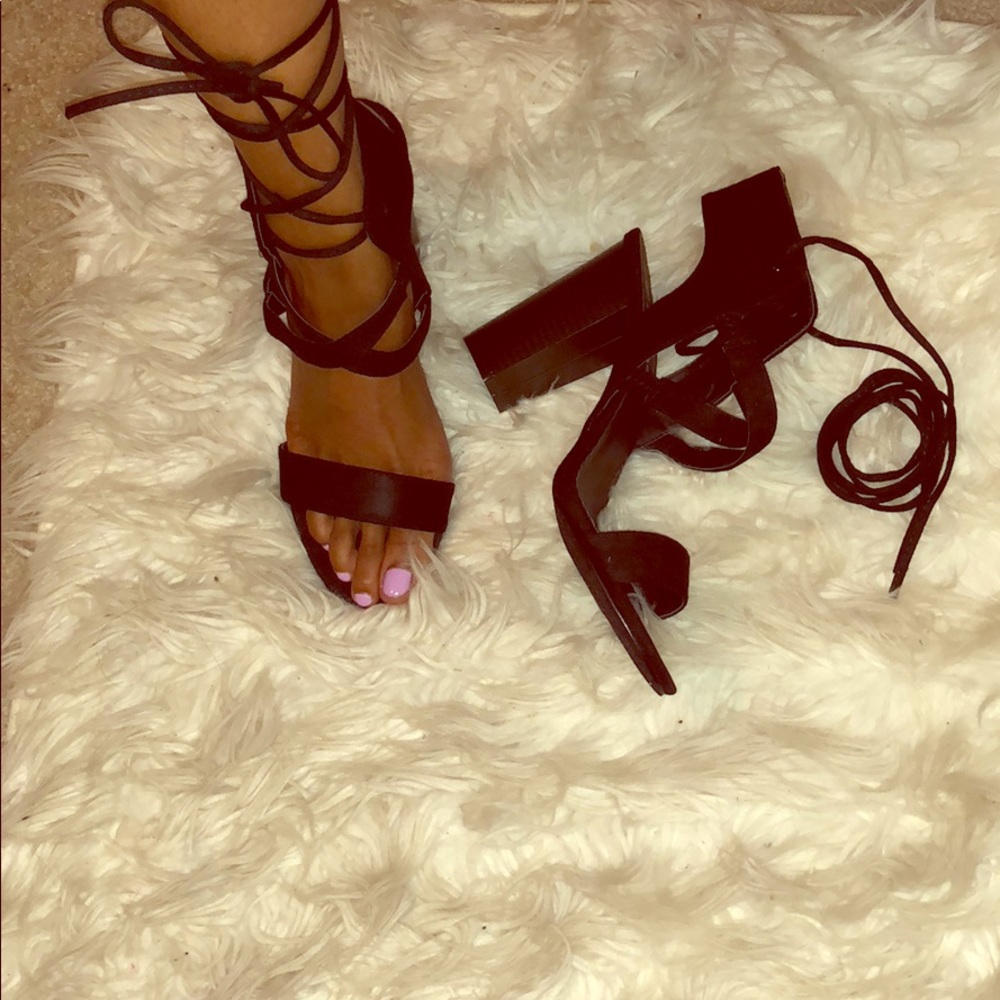 Zara Black lace up heels
